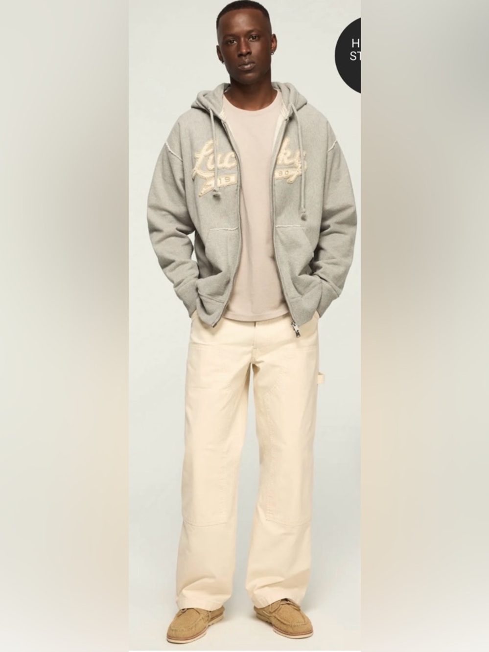 Lucky Brand Men's 287 Loose Carpenter Cargo Pants Cream Shoelace 32/30 NWT